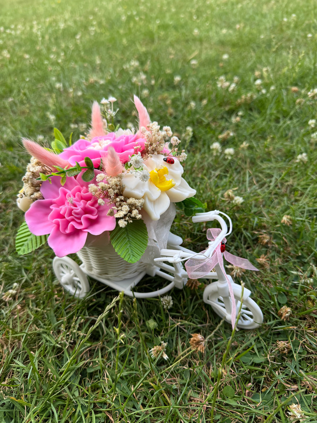 Decorative Floral Bicycle – Handmade Soy Wax Arrangement