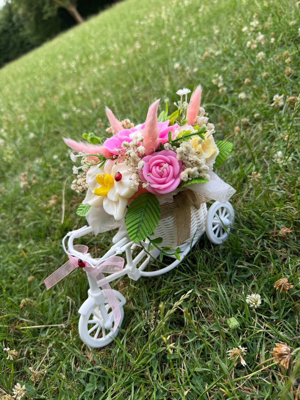 Decorative Floral Bicycle – Handmade Soy Wax Arrangement
