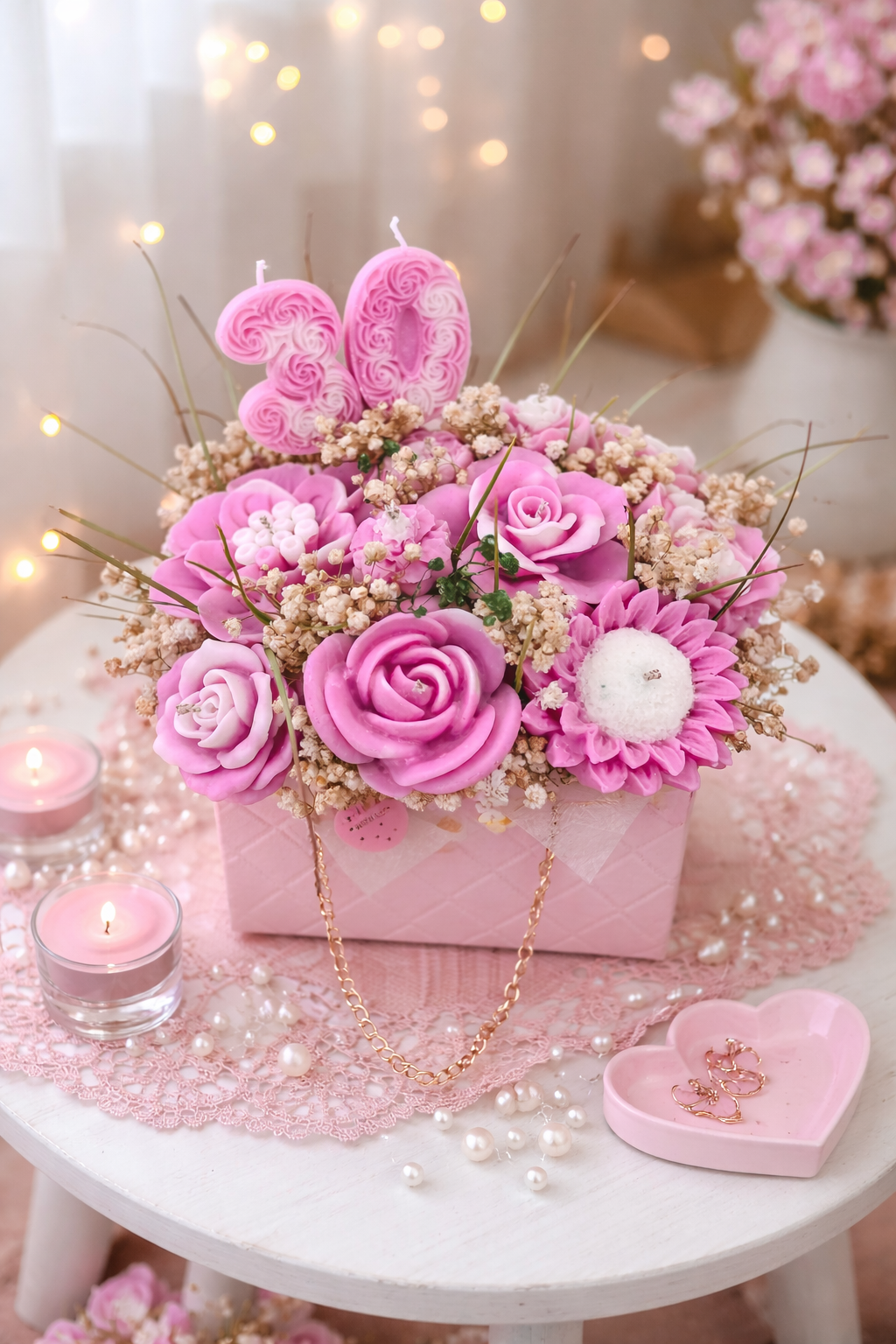 Birthday Candle Bouquet – Soy Wax Flower Candles – Handmade Scented Candle Bouquet – 30th Birthday Gift – Cristina Craft
