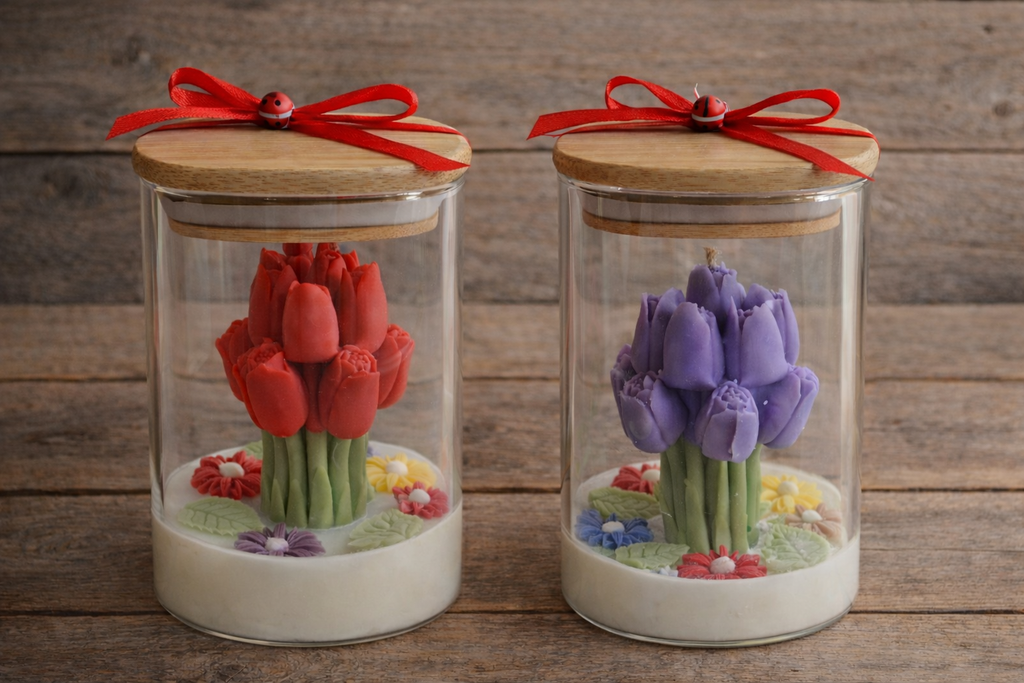 Luxury Tulip Bouquet Candle in Glass Jar