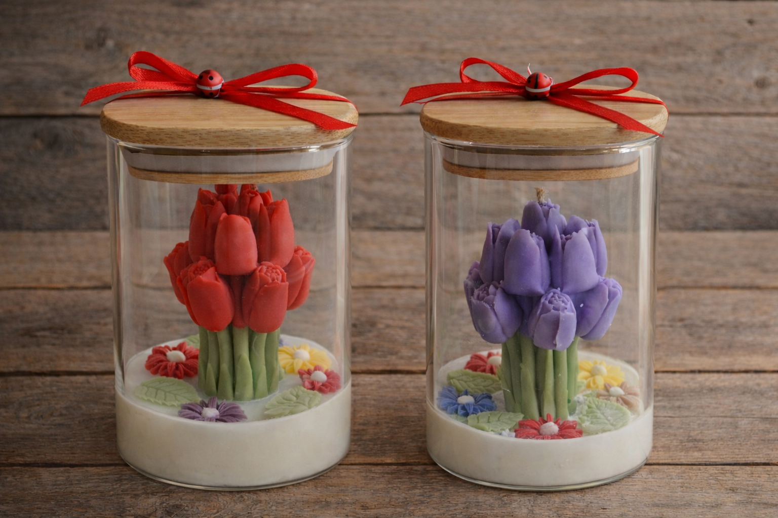Luxury Tulip Bouquet Candle in Glass Jar