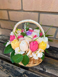 Handmade Soy Wax Flower Basket – Luxury Candle Arrangement