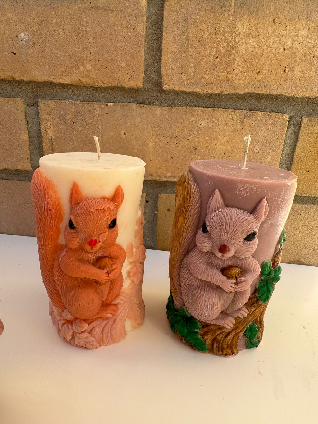 Woodland Squirrel Pillar Candle – Handmade Autumn Candle