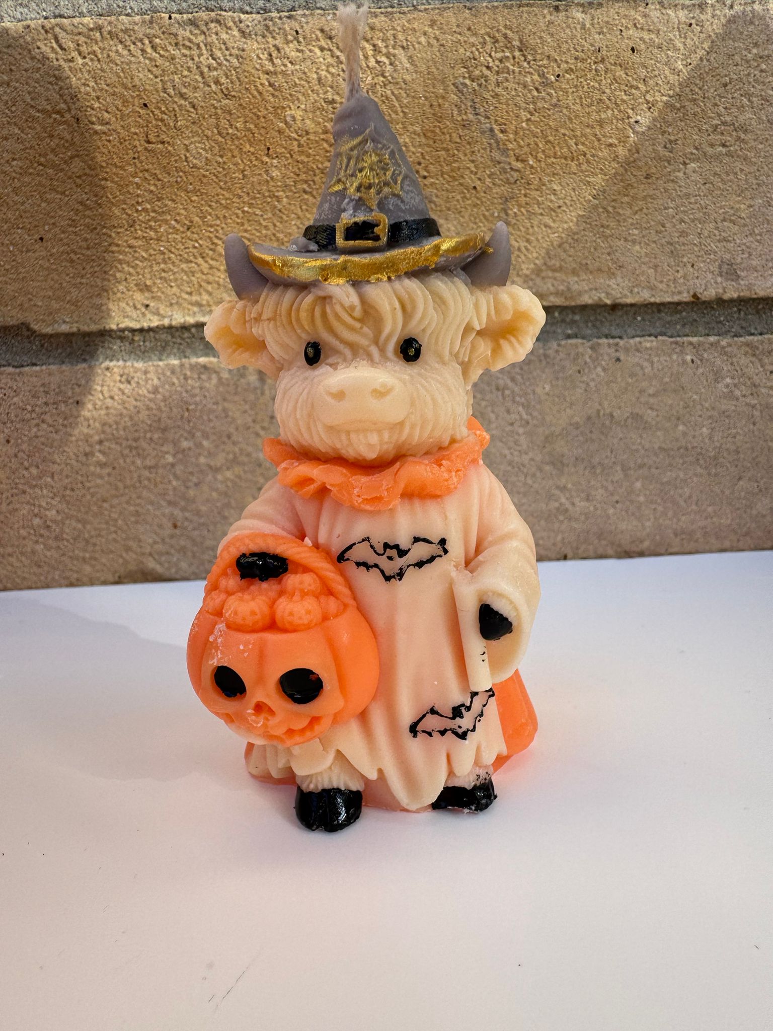 Halloween Highland Cow Witch Candle – Handmade Spooky Candle