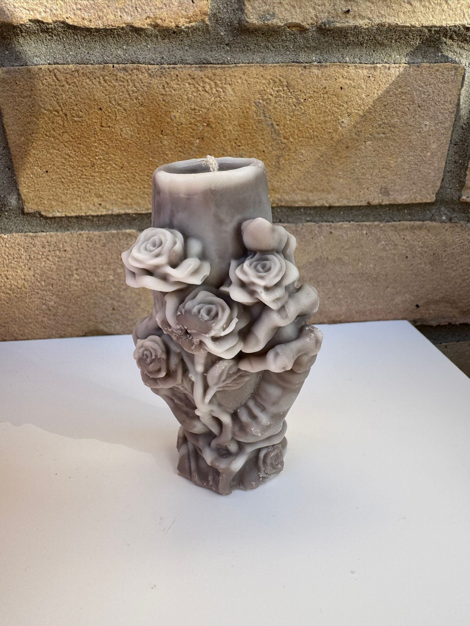 Skeleton & Roses Candle – Handmade Gothic Floral Candle