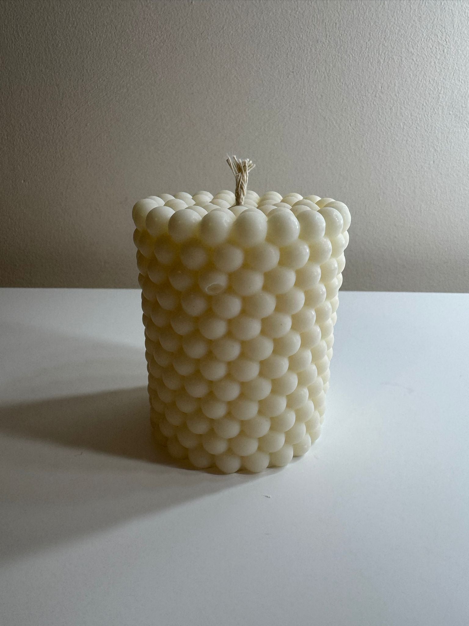 🕯️ Textured Bubble Pillar Candle – Handmade Soy Wax