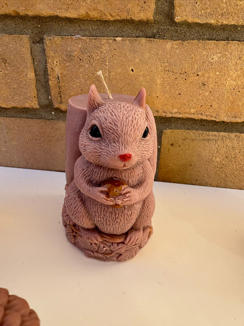 Autumn Squirrel Candle – Handmade Decorative Woodland Candle