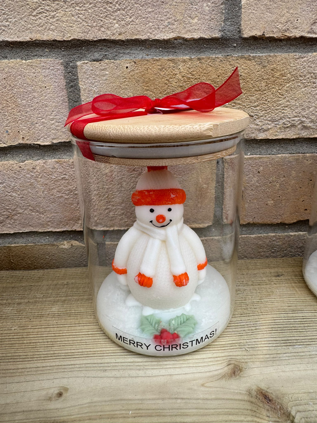 ⛄ Christmas Snowman Candle in Glass Jar – Handmade Christmas Gift