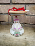 ⛄ Christmas Snowman Candle in Glass Jar – Handmade Christmas Gift