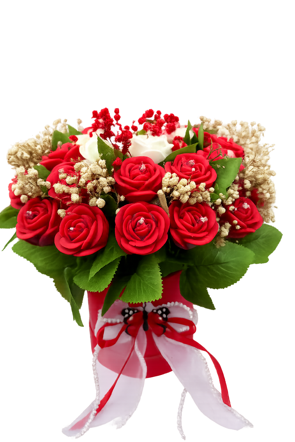 Red Rose Soy Wax Candle Bouquet – Handmade Scented Flower Arrangement