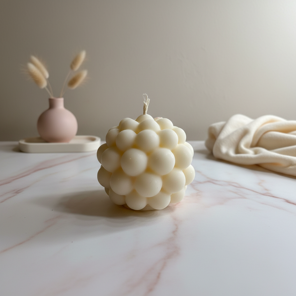 Bubble candle on marble
