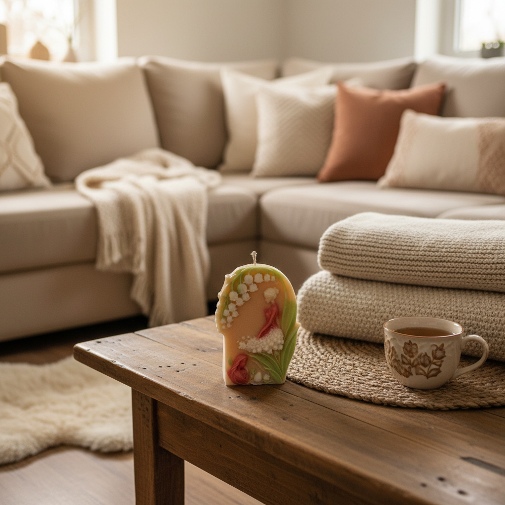 Floral candle lifestyle scene