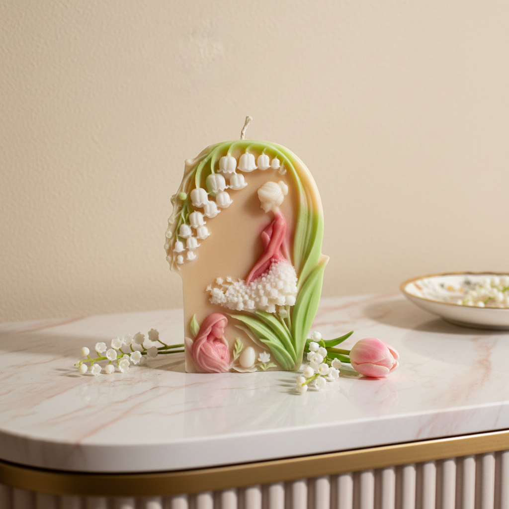Floral candle on marble