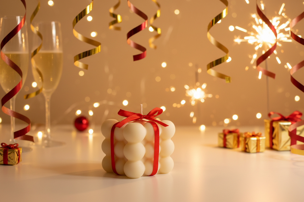 Gift candle festive background