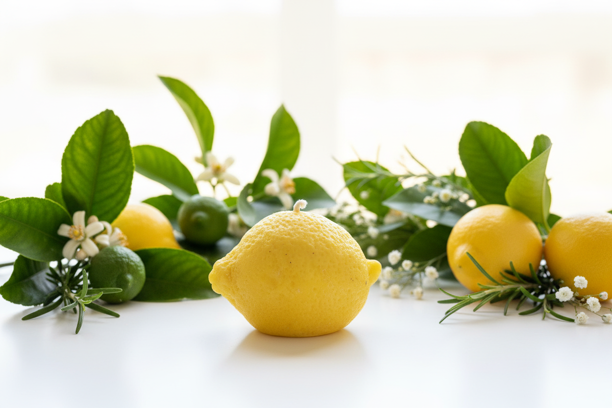 Lemon candle botanical background