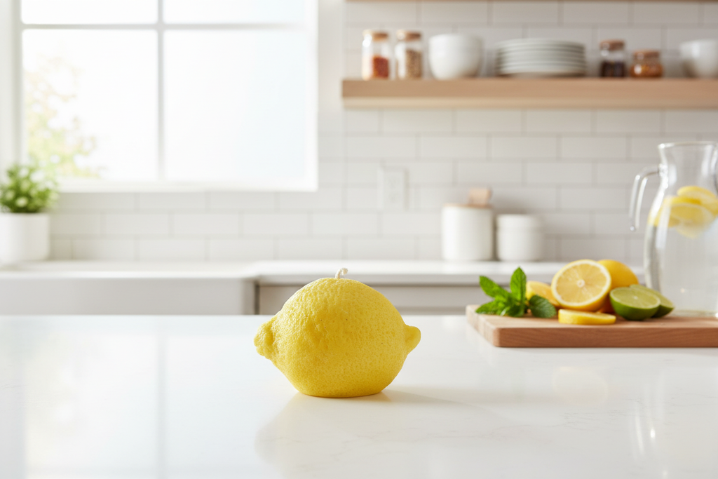 Lemon candle kitchen background