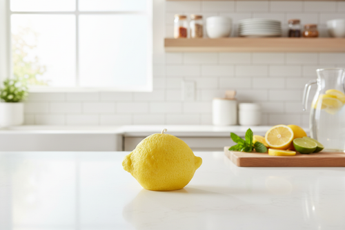 Lemon candle kitchen background