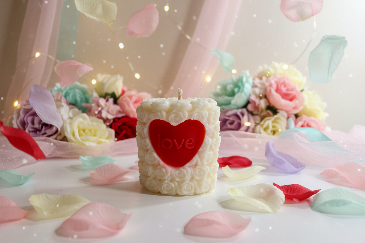 LOVE candle floral background