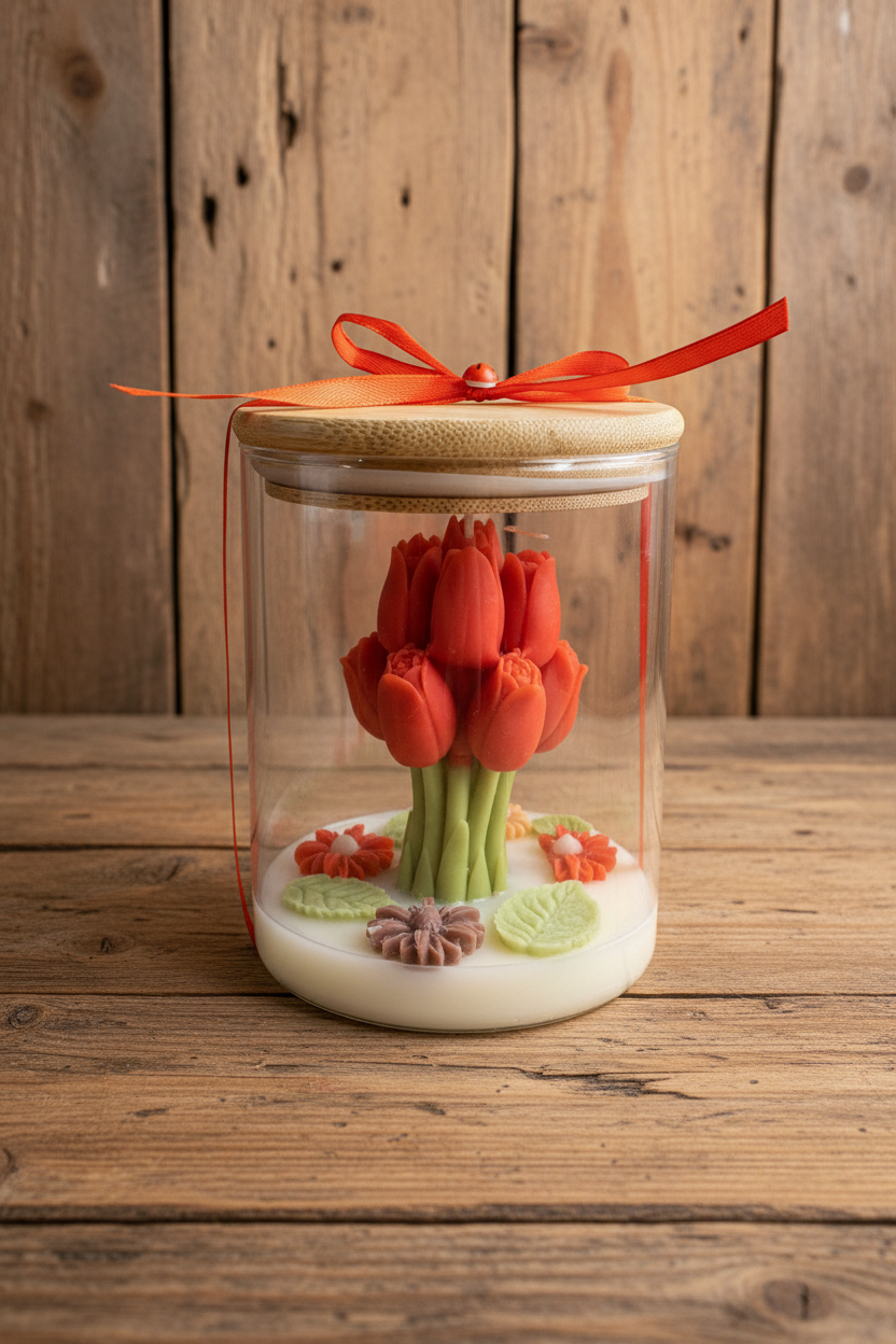 Luxury Tulip Bouquet Candle in Glass Jar