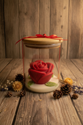 🌹 Rose Candle with Leaf Detail in Glass Jar – Handmade Soy Wax Gift