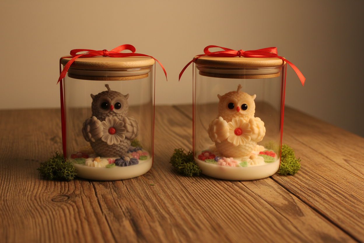 Owl Candles - Fundal Rustic