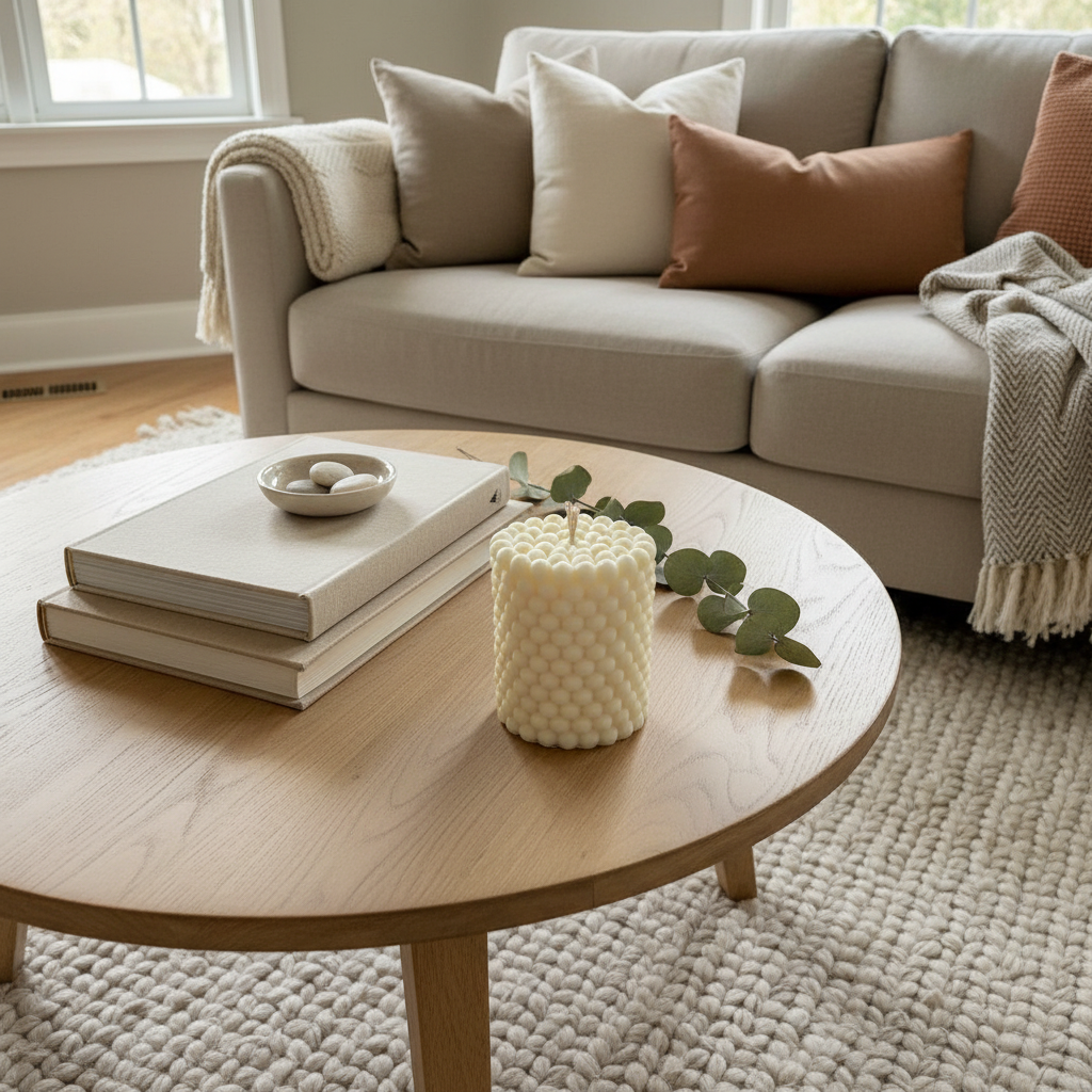 Textured candle lifestyle scene