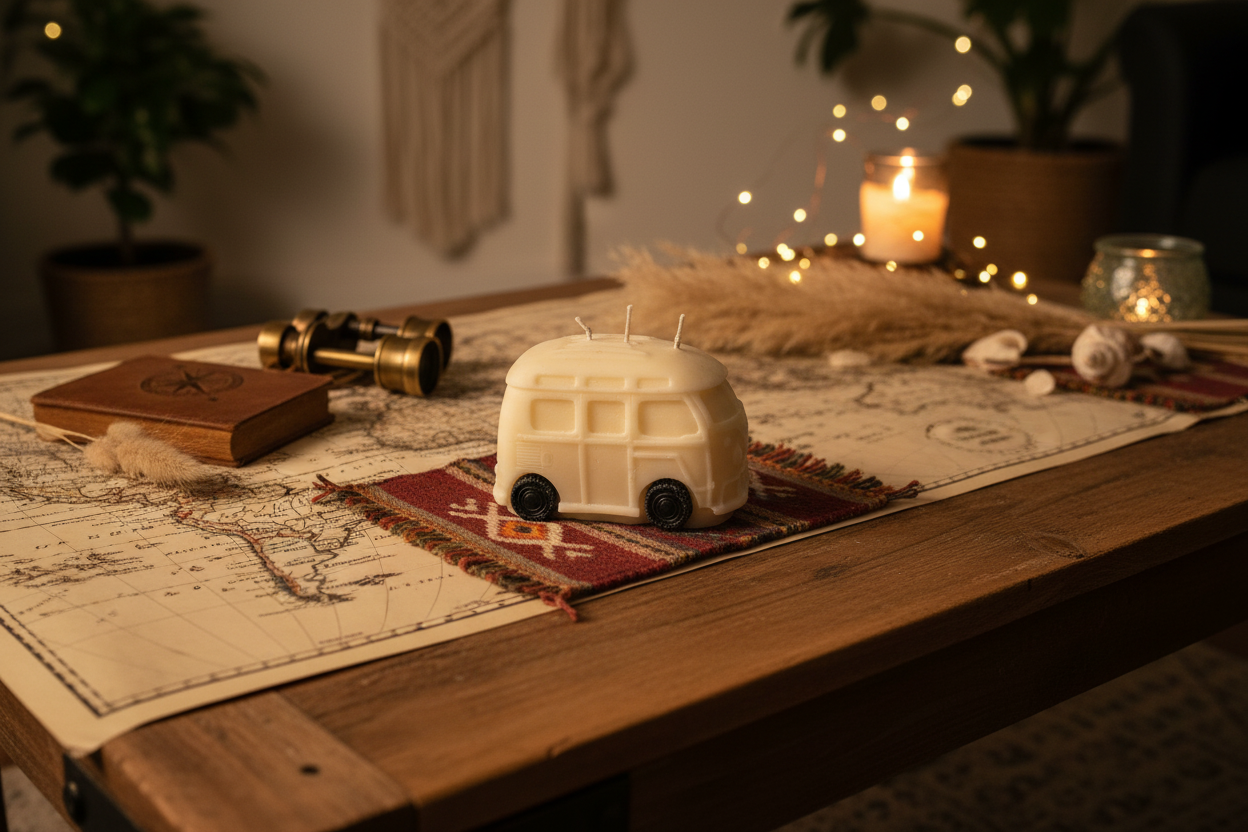 Van candle bohemian background 2