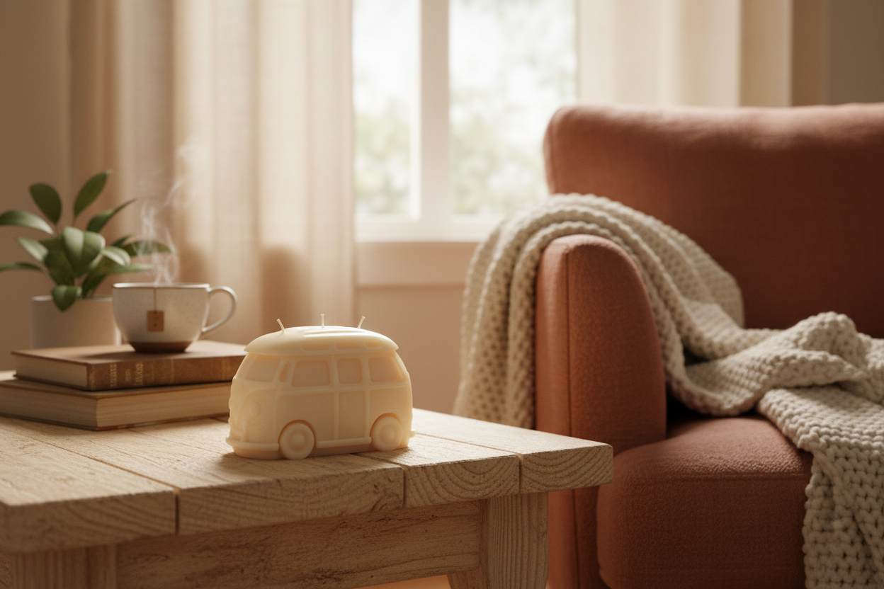 Van candle cozy background